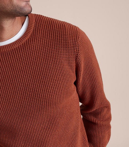 Waffle Knit Crew Neck Jumper