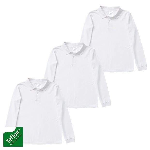 3 Pack Unisex Long Sleeve School Polo Tops 3 Pack Unisex Long Sleeve School Polo Tops