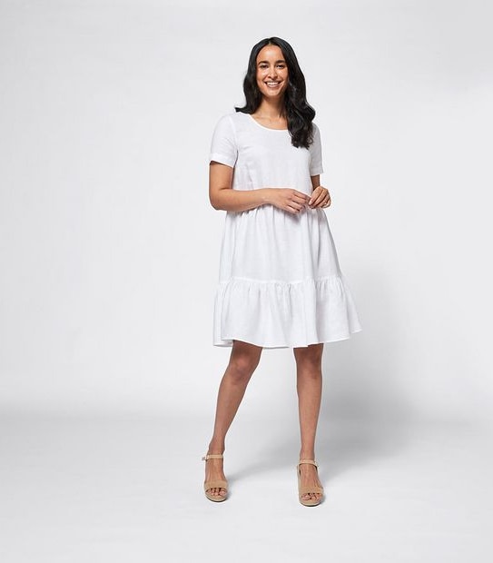 European Linen Tiered Dress