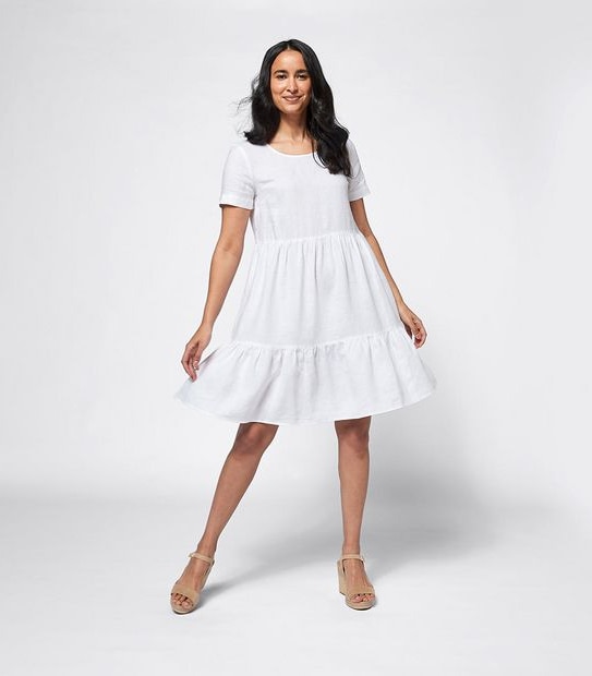 European Linen Tiered Dress