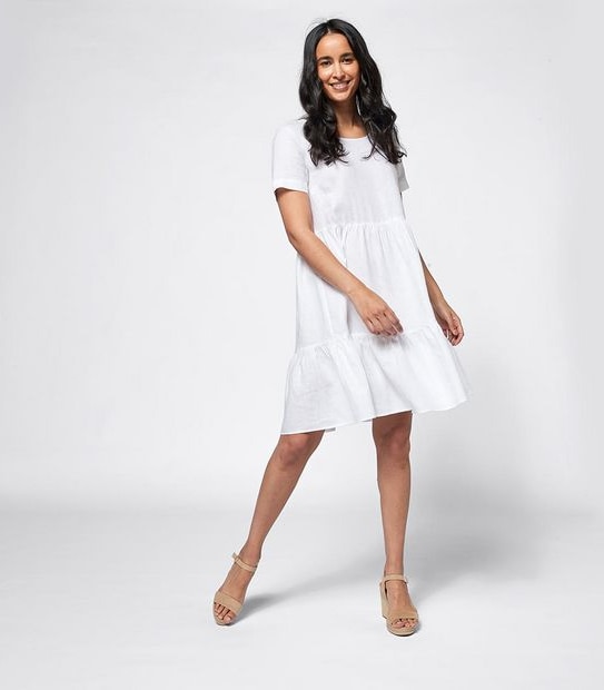 European Linen Tiered Dress