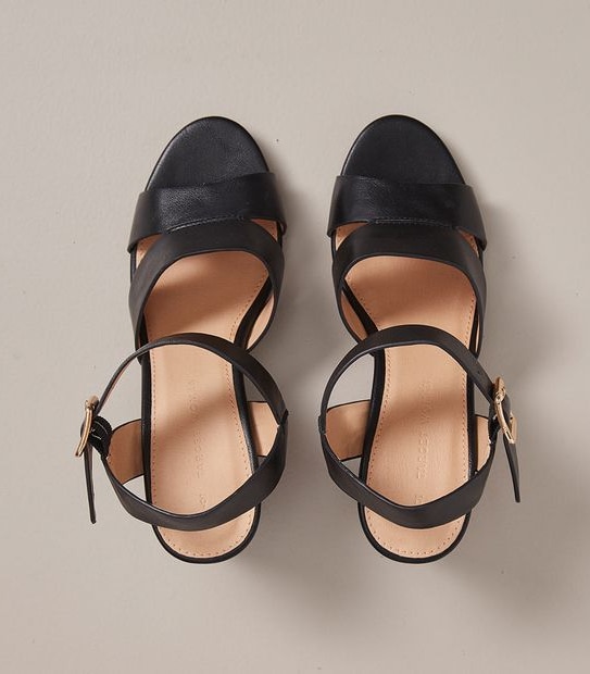 W CAROL BLACK CAGED HEEL SANDAL  SIZE 6-11