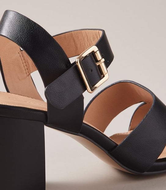 W CAROL BLACK CAGED HEEL SANDAL  SIZE 6-11