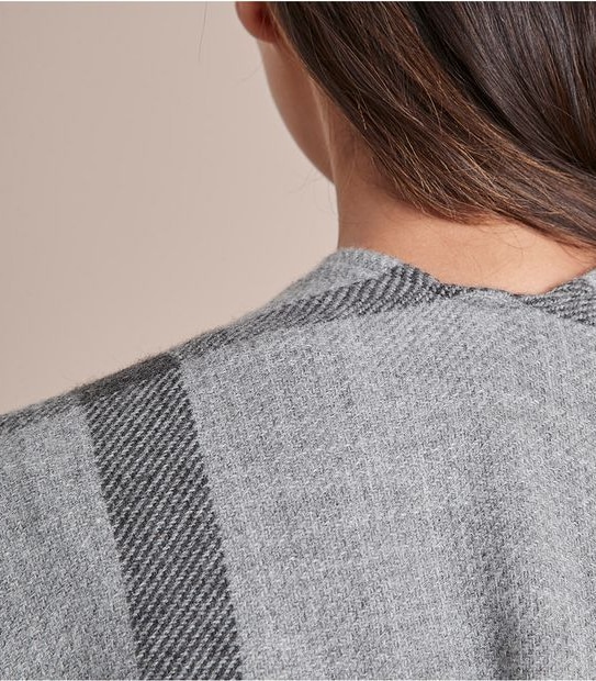 Knit Wrap - Stripe Check Grey