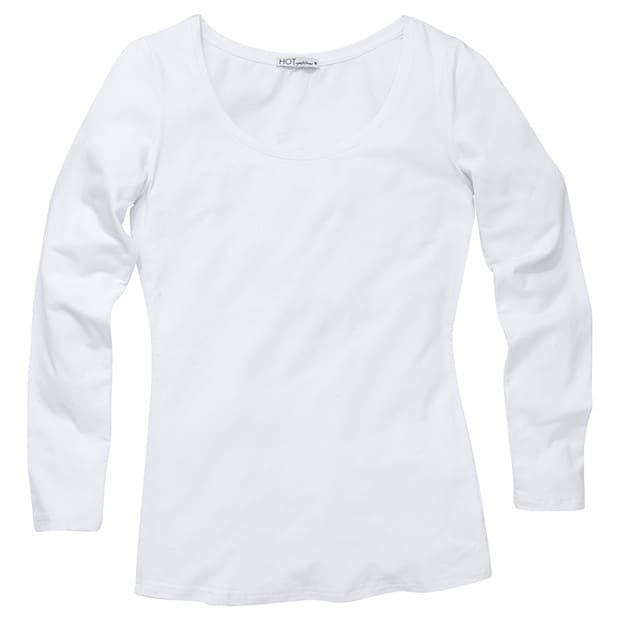 Hot Options Long Sleeve Scoop Neck Top - White Hot Options Long Sleeve Scoop Neck Top - White