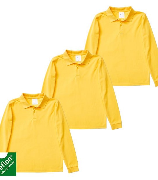 3 Pack Unisex Long Sleeve School Polo Tops
