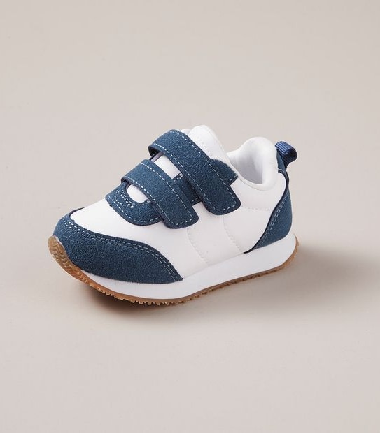 B FW WHT/NAVY DOUBLE STRAP RUNNER  SIZE 3-7