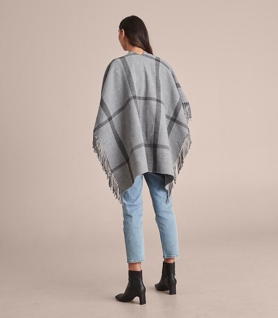 Knit Wrap - Stripe Check Grey