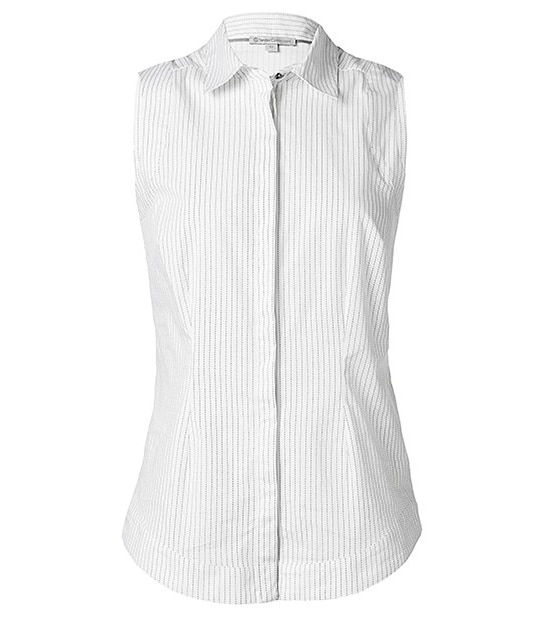 Tailored Sleeveless Shirt - White Stripe 4 of 5