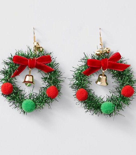 Christmas Wreath Drop Statement Earrings