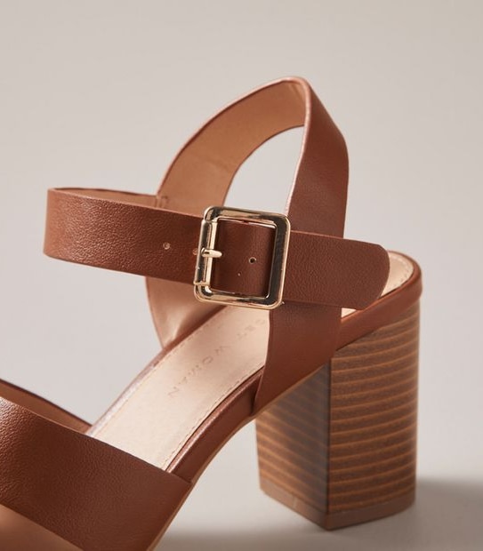 W CAROL TAN CAGED HEEL SANDAL  SIZE 6-11