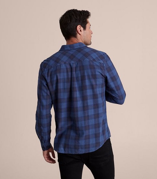 Long Sleeve Garment Dyed Check Shirt