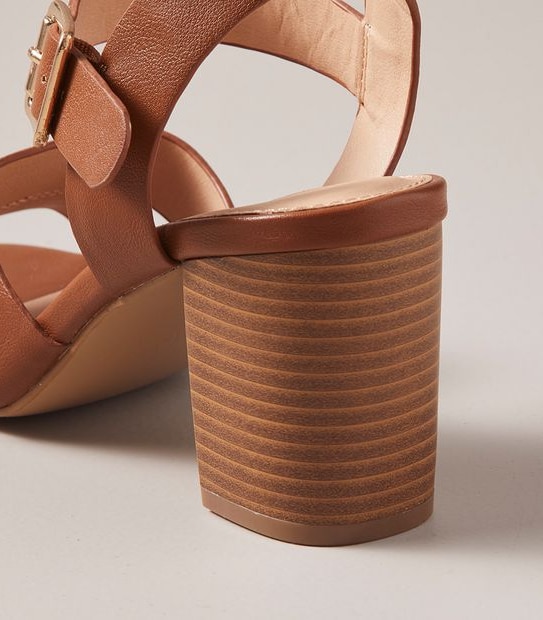 W CAROL TAN CAGED HEEL SANDAL  SIZE 6-11