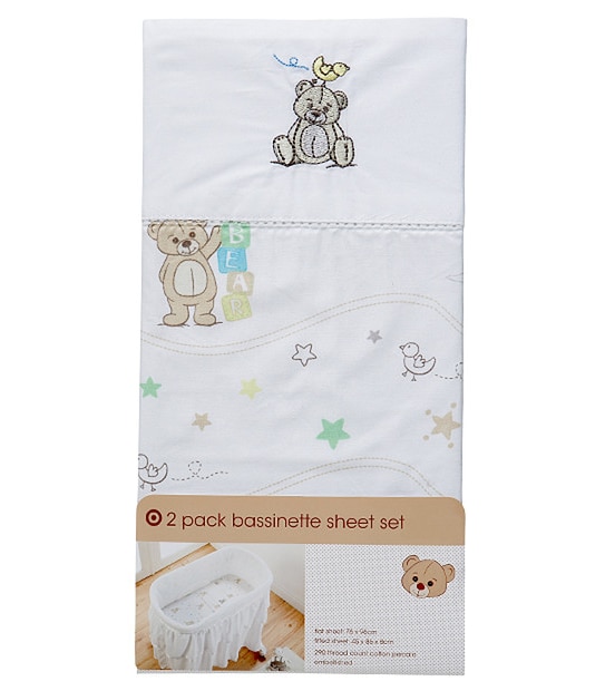 2 Piece Bassinet Sheet Set - Teddy