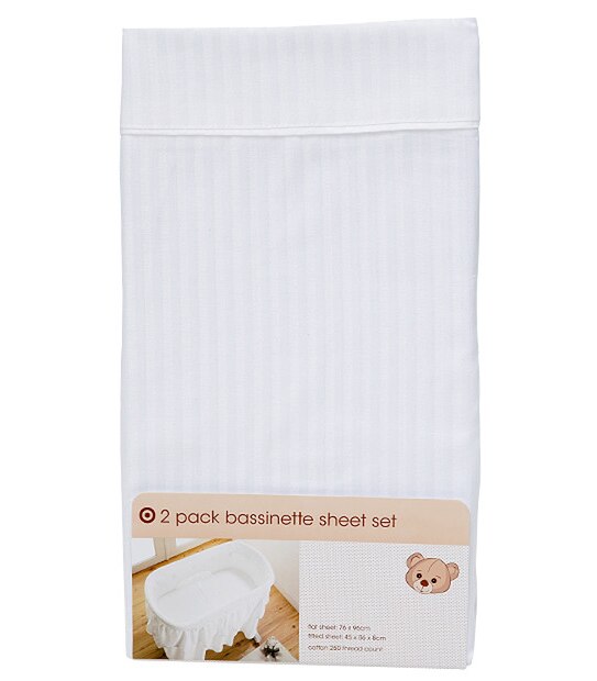 2 Piece Bassinet Sheet Set - Dobby Stripe White