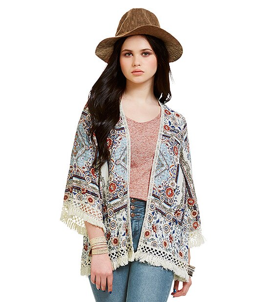 New Look Fringe Hem Kimono
