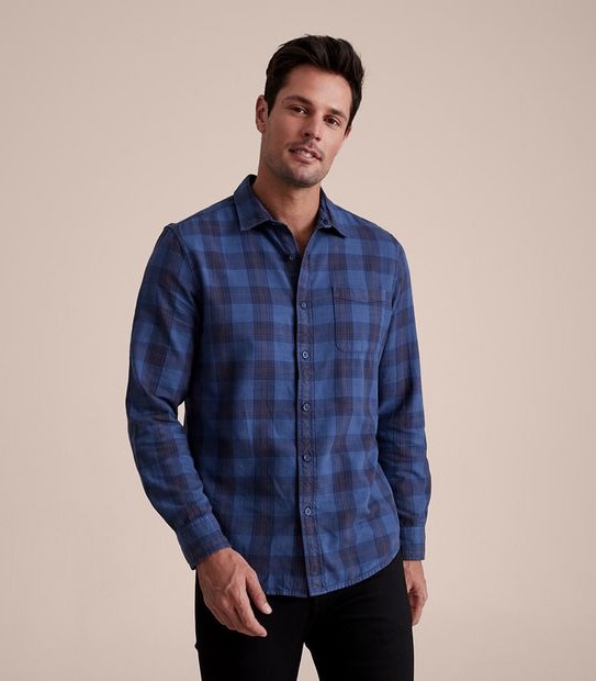 Long Sleeve Garment Dyed Check Shirt