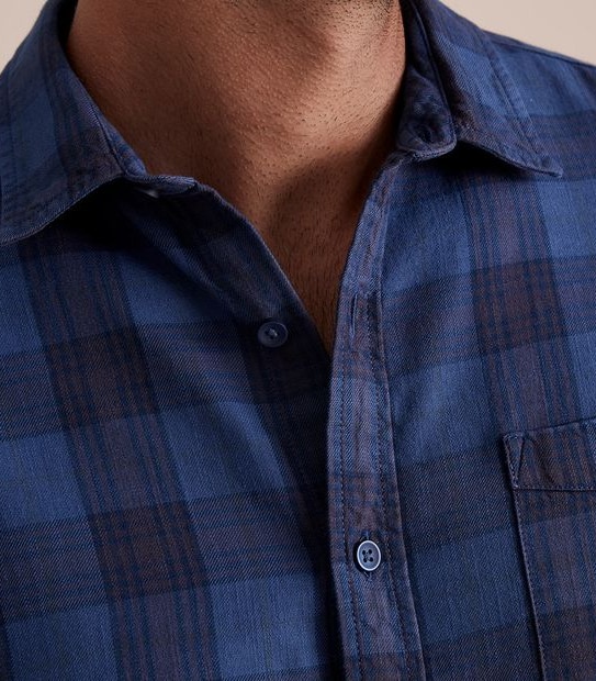 Long Sleeve Garment Dyed Check Shirt