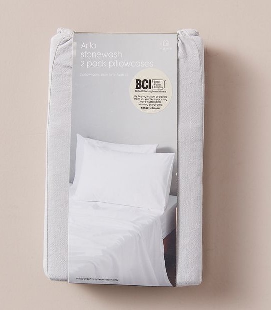 Arlo Stonewash 2 Pack Pillowcases