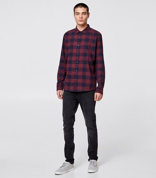 Commons Check Shirt - Burgundy & Navy