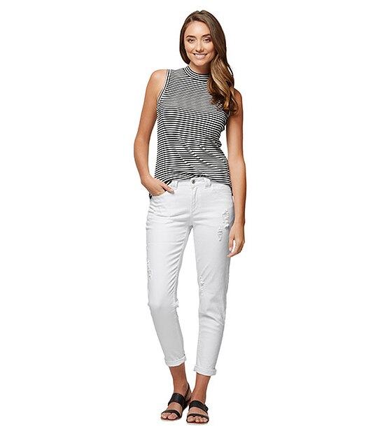 High Neck Rib Tank - Black / Cream