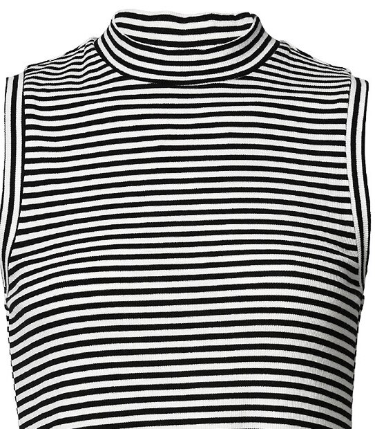 High Neck Rib Tank - Black / Cream