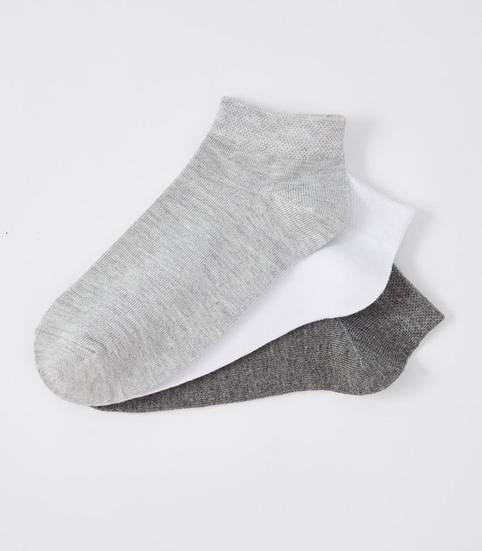 3 Pack Bamboo Low Cut Socks - Grey