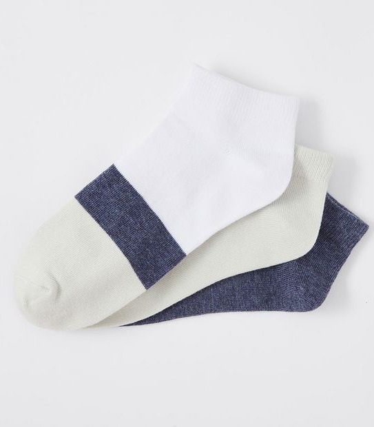 3 Pack Cotton Low Cut Socks - White/Denim Marle