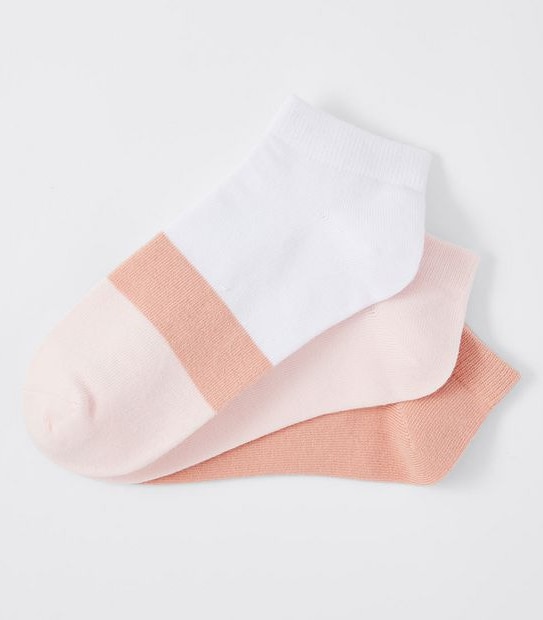 3 Pack Cotton Low Cut Socks - Pink/White