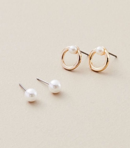 2 Pack Pearl Stud Earrings