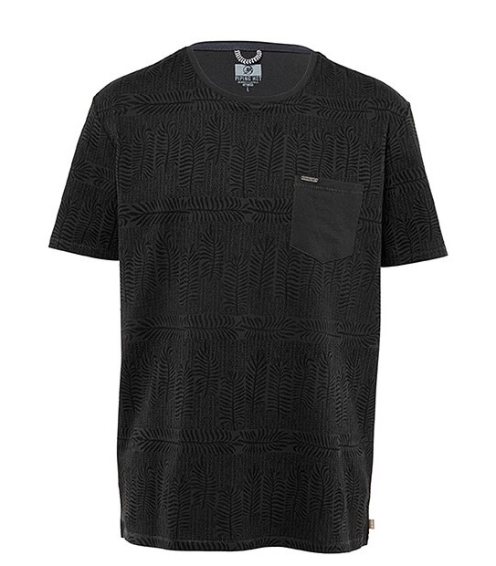 Men's Piping Hot Tribal Printed Short Sleeve T-Shirt - Black