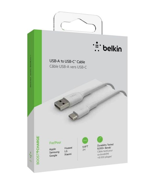 Belkin Boostcharge USB-A to USB-C Cable 2M White