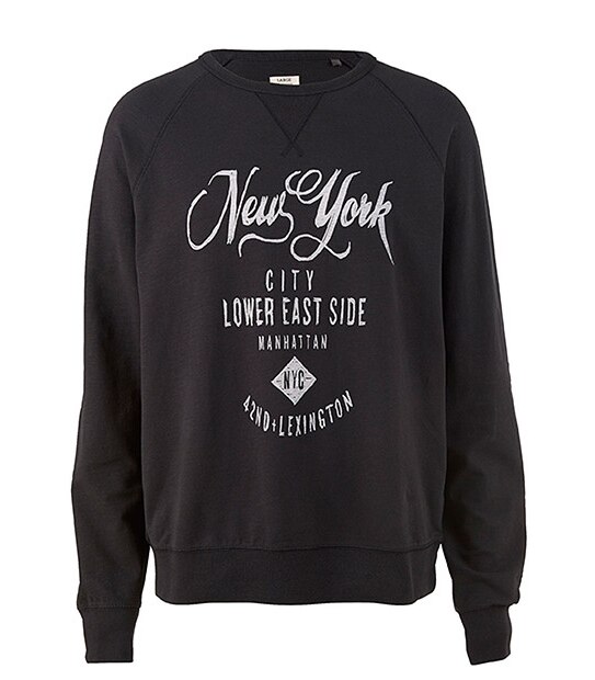 Men's Vintage Crew Print Sweater - Black