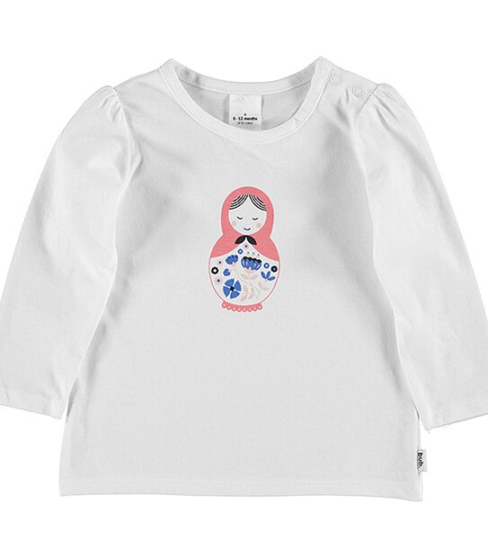 Long Sleeve Babushka Doll Print Top