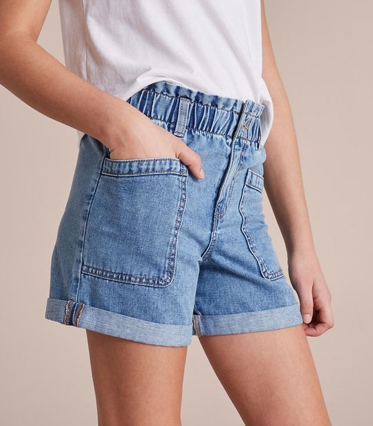 Paperbag Waist Denim Shorts