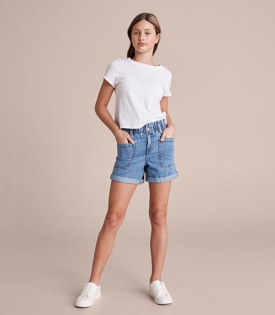 Paperbag Waist Denim Shorts