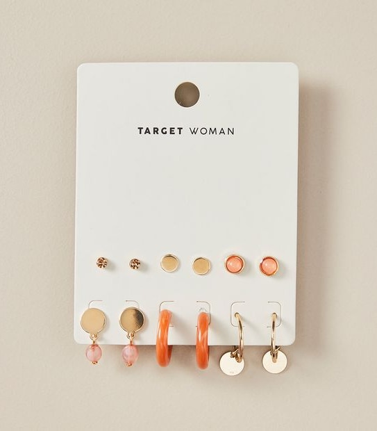 6 Pack Stud and Hoop Earrings