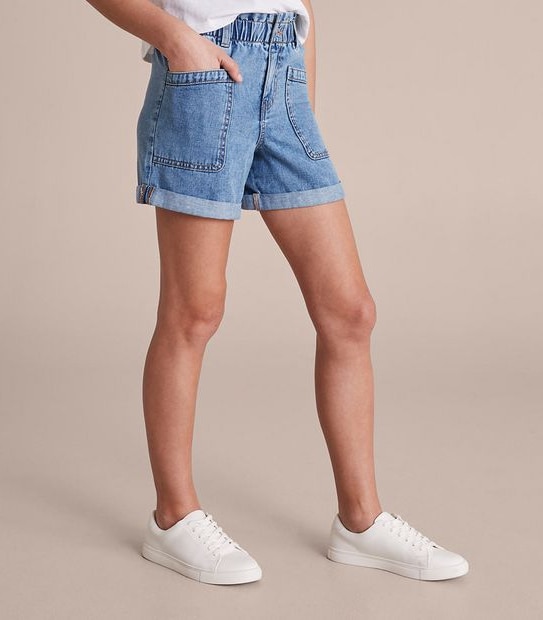 Paperbag Waist Denim Shorts