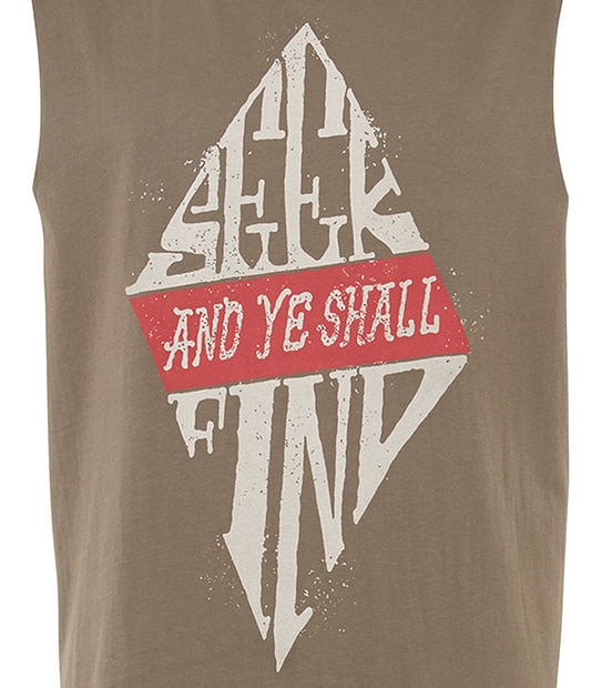 Men's Piping Hot Tribal Print Tank Top - Khaki