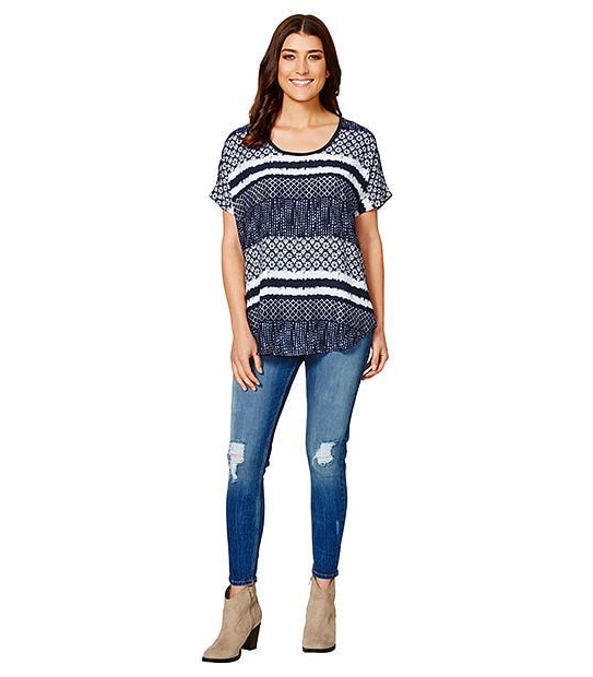 Woven Print Top - Navy 3 of 5