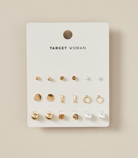 9 Pack Stud Earrings