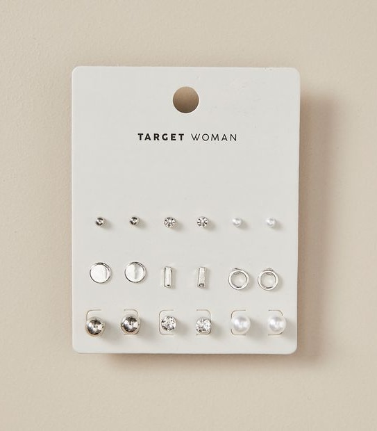 9 Pack Stud Earrings