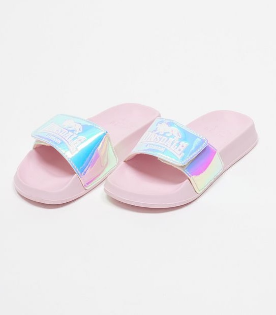 Lonsdale London Kids Leia Holographic Slides - Pink