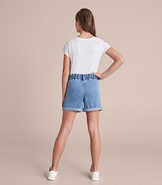 Paperbag Waist Denim Shorts