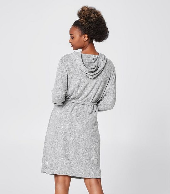 Cosy Hooded Dressing Gown - Grey Marle