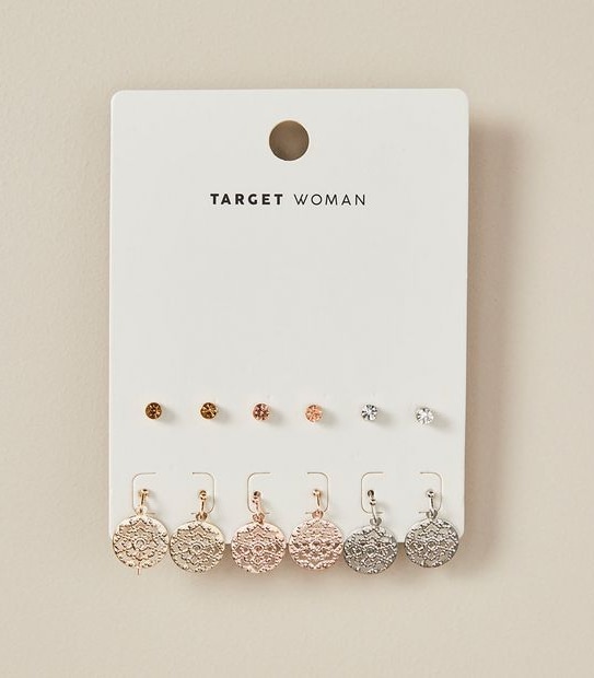 6 Pack Trio Studs and Filigree Droplets Earrings