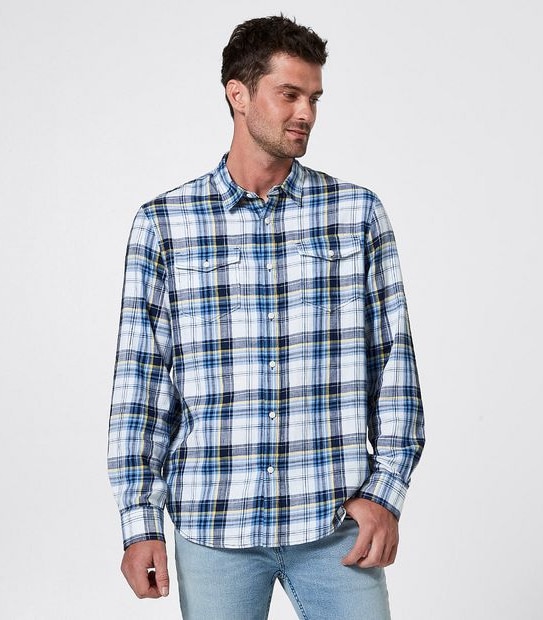 Indigo Dyed Shirt - Blue & Yellow Check