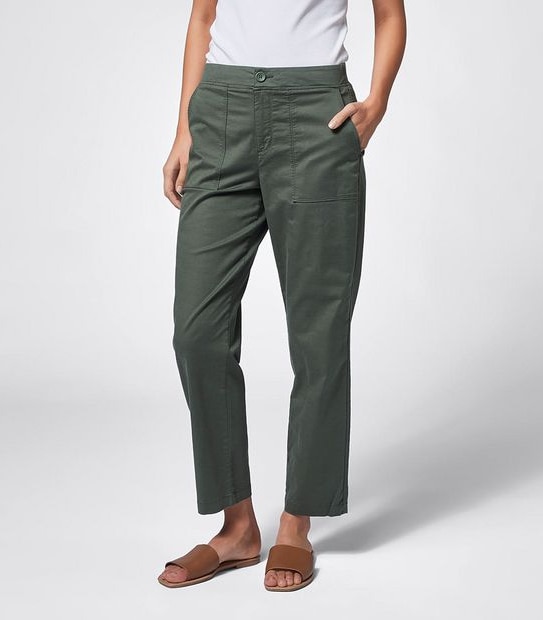 Rib Waist Pants - Thyme Green