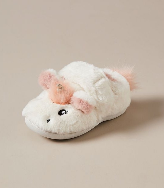 Kids Junior Unicorn Touch Fastener Slippers