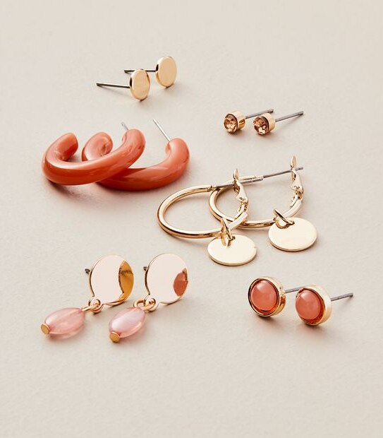 6 Pack Stud and Hoop Earrings